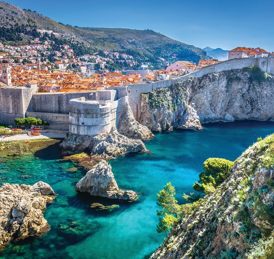 Aerial view of Dubrovnik old town, Croatia, Europe